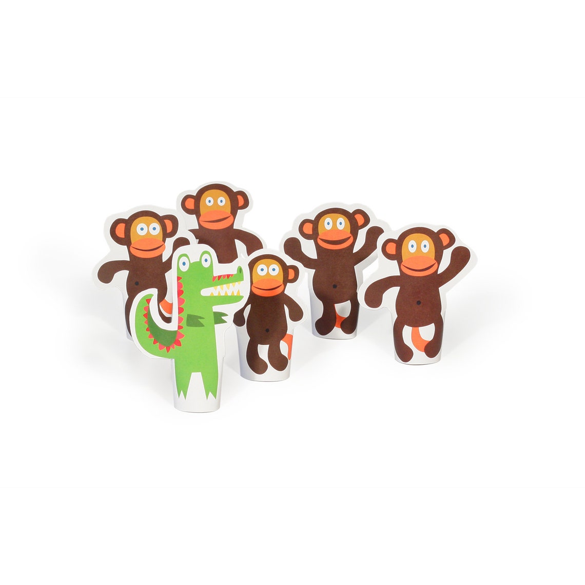 Five Little Monkeys Paper Finger Puppets – PUKACA Paper Toys
