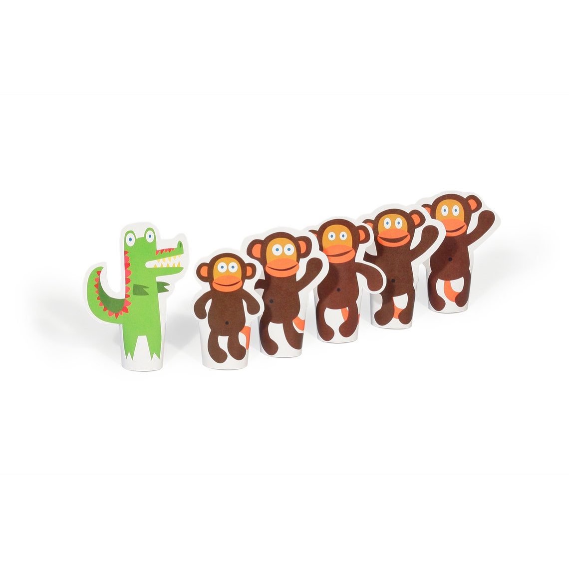 Five Little Monkeys Paper Finger Puppets PUKACA Paper Toys
