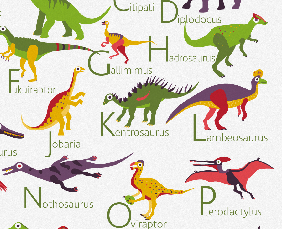 Personalized Dinosaurs Alphabet Poster Pukaca
