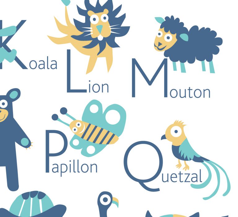 French Animals Alphabet Poster Pukaca