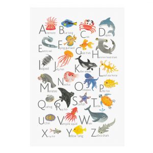 MARINE ANIMALS English Alphabet Poster