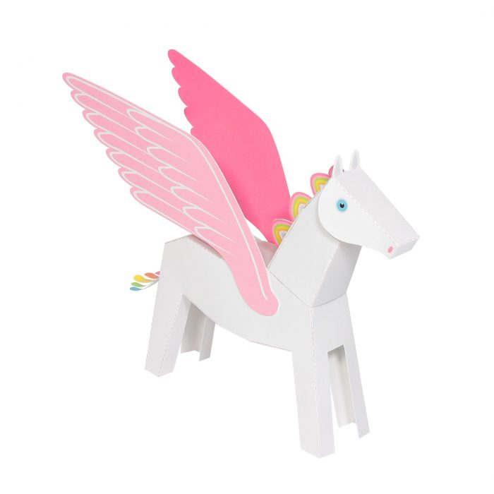 White & Pink Pegacorn Paper Toy